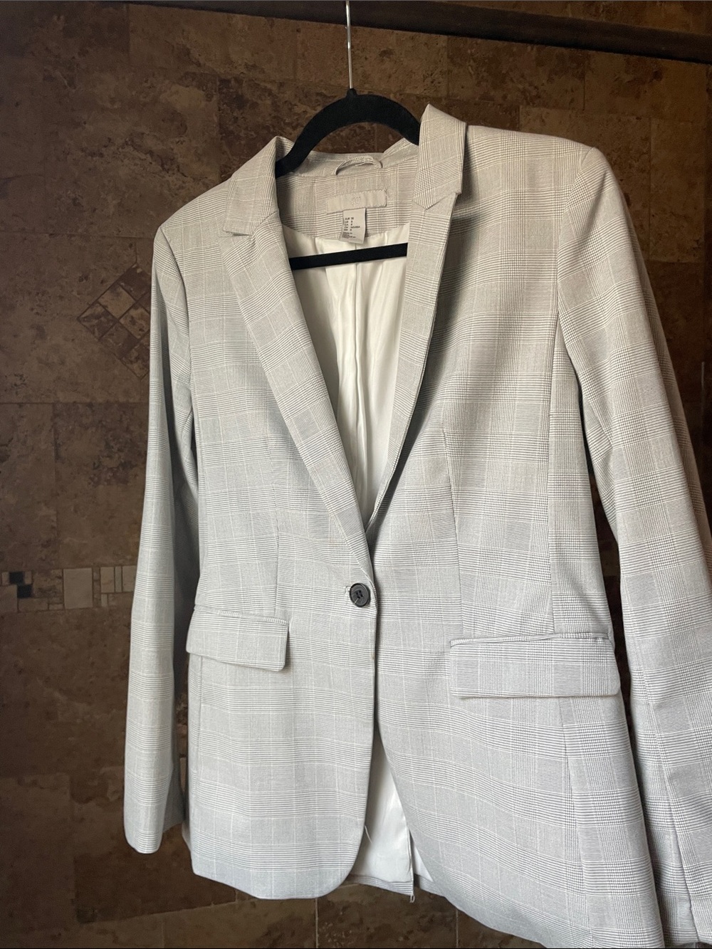 H&M Light Gray Plaid Blazer